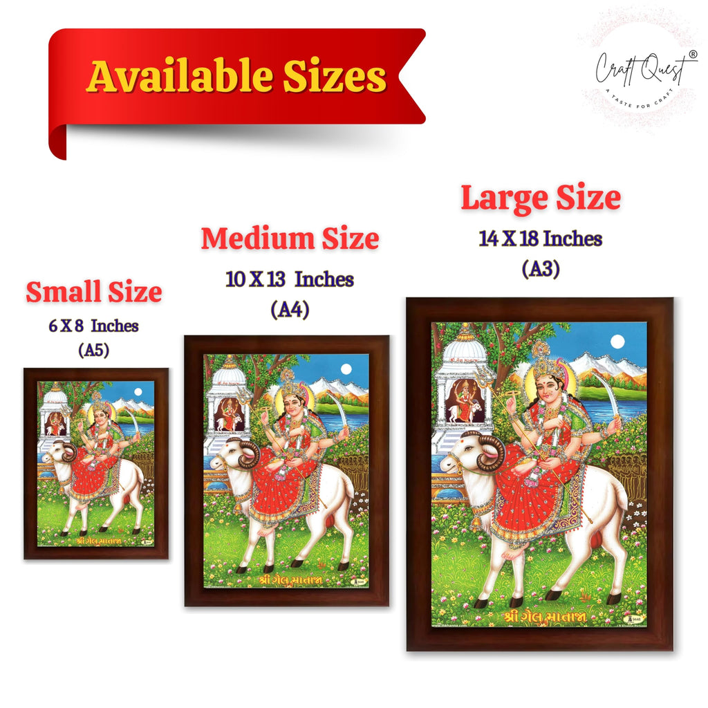 CRAFT QUEST Gel Mata Ji Geldi Maa Devi Mataji Ma Wall Painting For Home Decor wooden framed