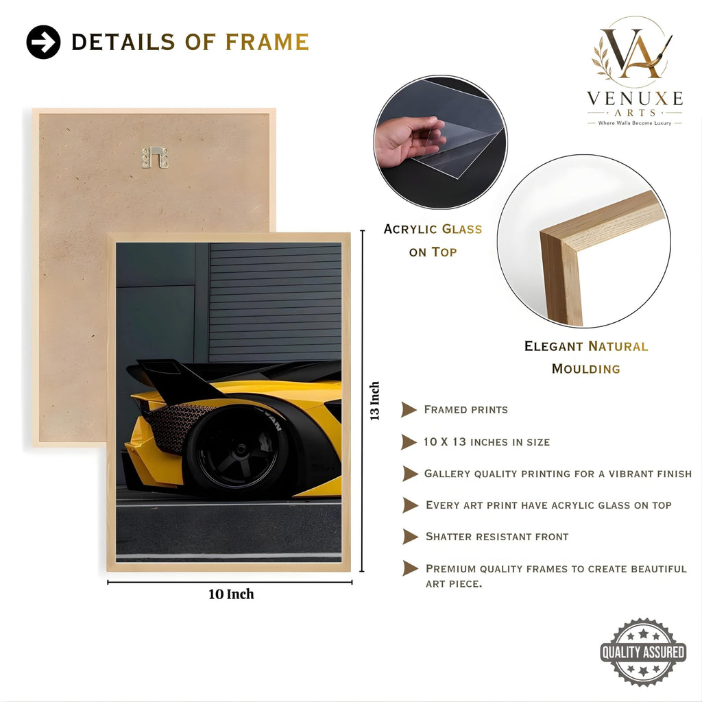 VENUXE ARTS Set Of 3 Big Sports Cars Framed Posters Gift Items for Boys Room Wall Decoration Bedroom Living Room Office Studio Décor | Car Poster Frame for Wall Décor
