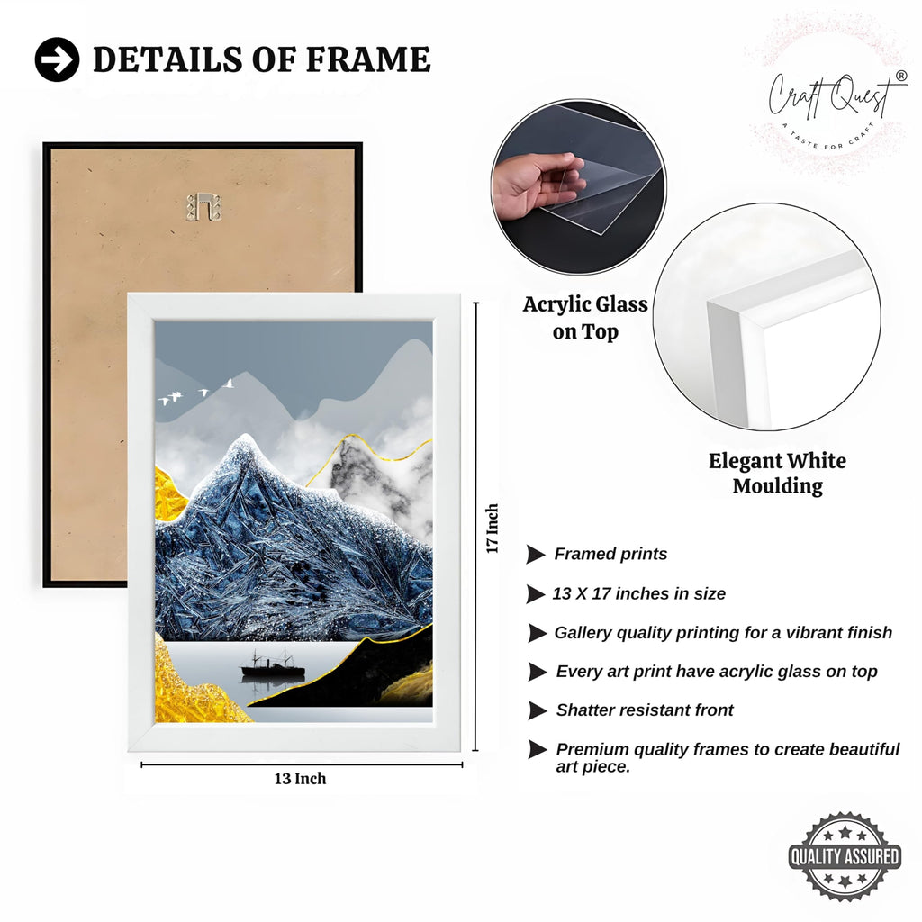CRAFT QUEST Modern Art Abstract Ink Landscape Wall Art | Set of 3 Frames for Home Decoration | Ideal for Living Room, Bedroom & Offices