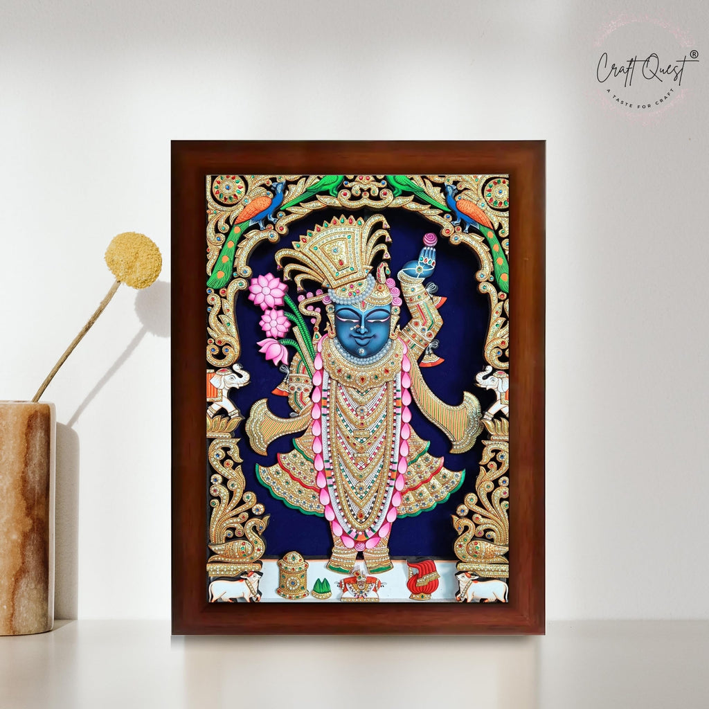 CRAFT QUEST Shreenath ji shree nathaji bhagvan Photo Frame for Wall Hanging/Gift/Temple/puja Room/Home Decor Frame with Unbreakable Acrylic Glass