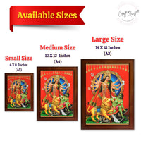 CRAFT QUEST Durga mata Mahishasura Mardini | Mahisasur Mardhini Durga Wall Painting Framed, Religious Photo Frame With Acrylic Glass