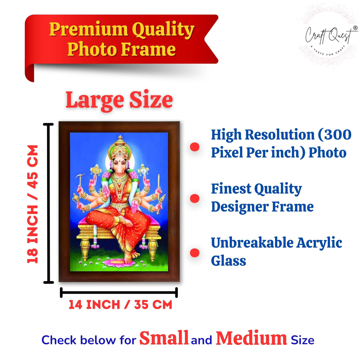 CRAFT QUEST Varahi Amman amma Photo Varahi Wall Painting Photo Frame With Acrylic Glass| South Devi God Frame for Home, Office, Temple & Gifting