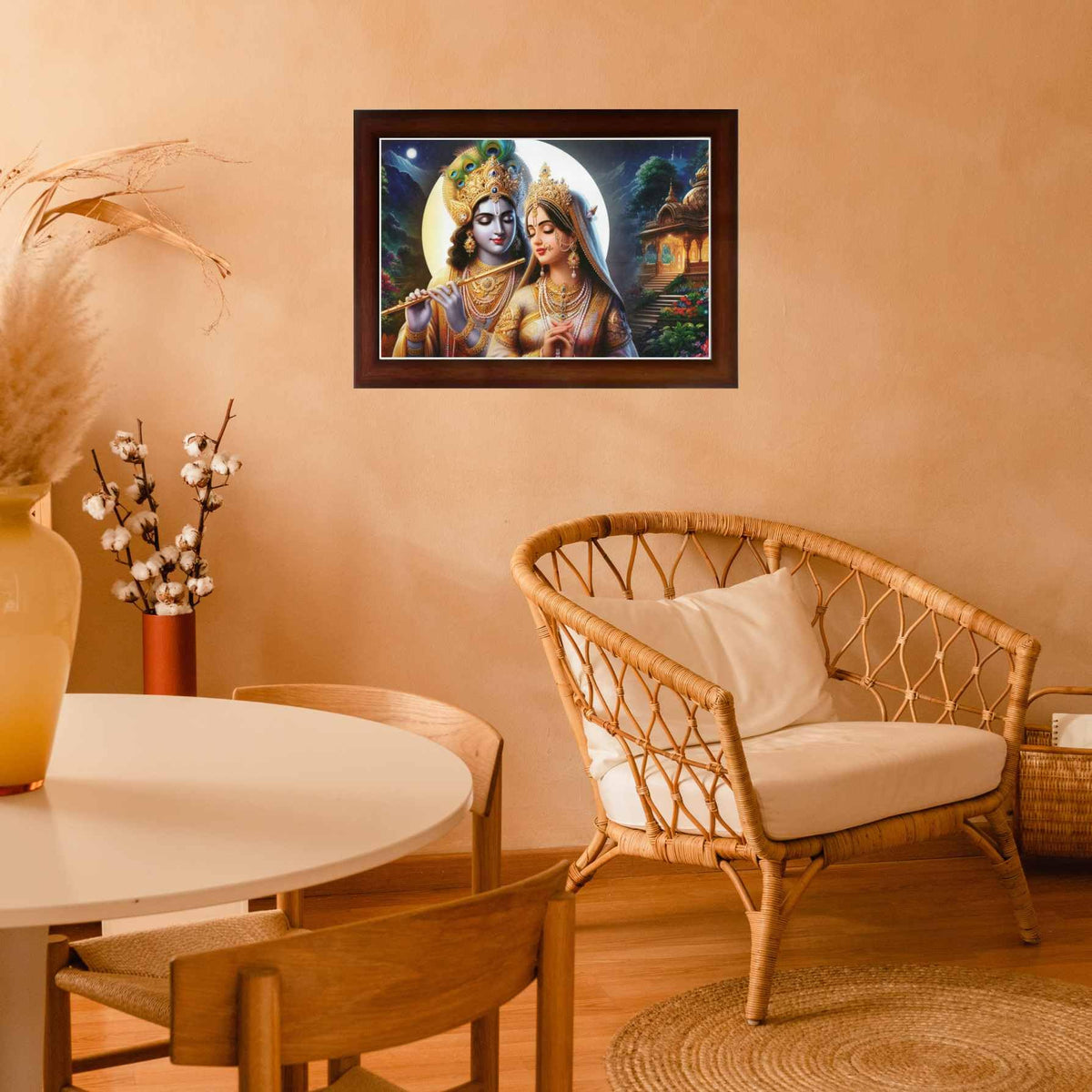 CRAFT QUEST Radha Krishna Art Photo Framed Painting for Home and Bedroom Wall Decoration of Size 14X10 Inches with Frame And Acrylic Glass RK204