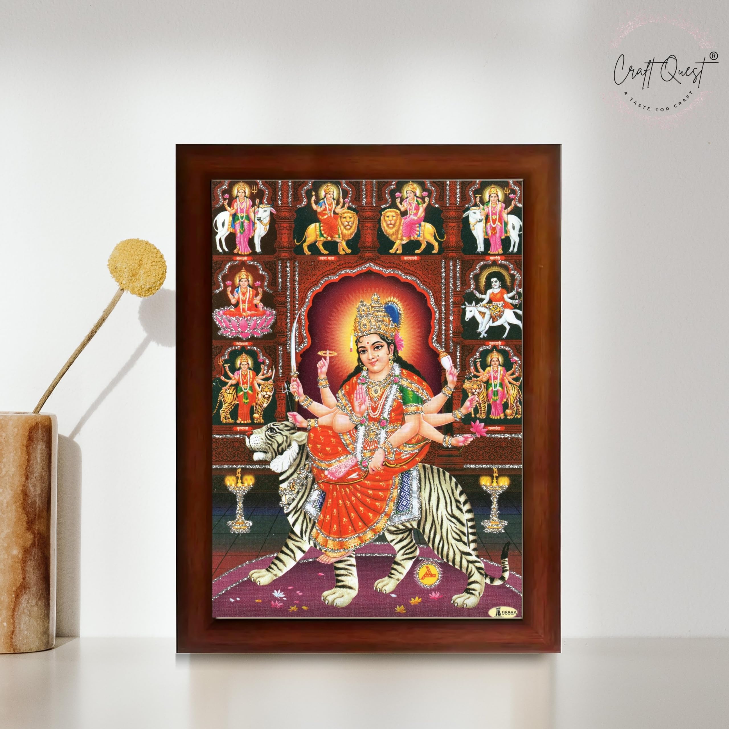 CRAFT QUEST Durga Mata Goddess Navadurga Navdurga Wall Painting Framed Home Décor