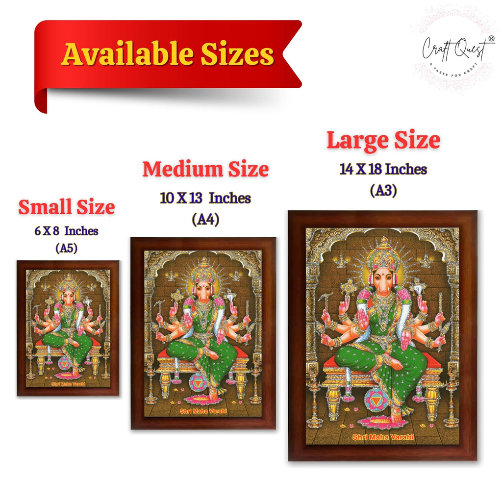 CRAFT QUEST Varahi Amman Photo Varahi Wall Painting Photo Frame With Acrylic Glass| South Devi God Frame for Home, Office, Temple & Gifting