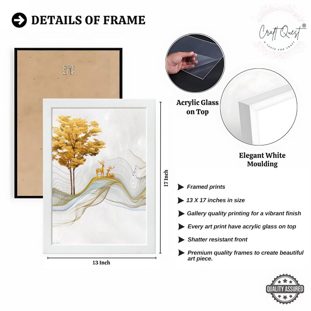 CRAFT QUEST Modern Art Landscapes Sanlian Adornment Wall Art | Set of 3 Frames for Home Decoration | Ideal for Living Room, Bedroom & Offices