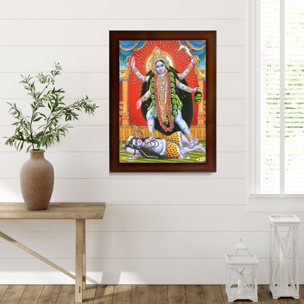 CRAFT QUEST Kali Mata photo with frame, God Religious Framed Painting With Acrylic Glass