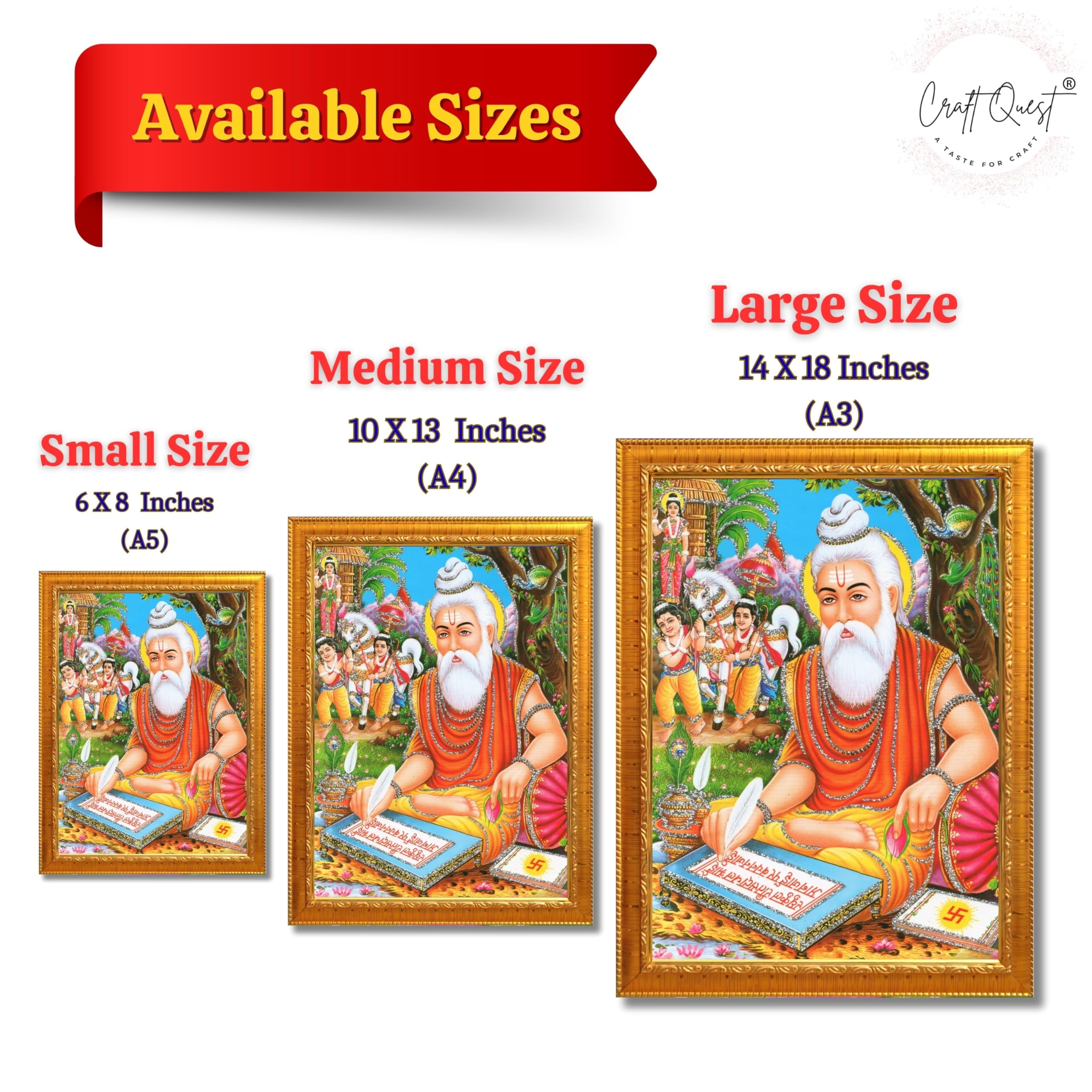 CRAFT QUEST Maharishi Valmiki Photo frame | Acrylic, Lightweight | Hindu God Spiritual Framed | Ideal for Home, Office, Temple & Puja Room, Wall Decor