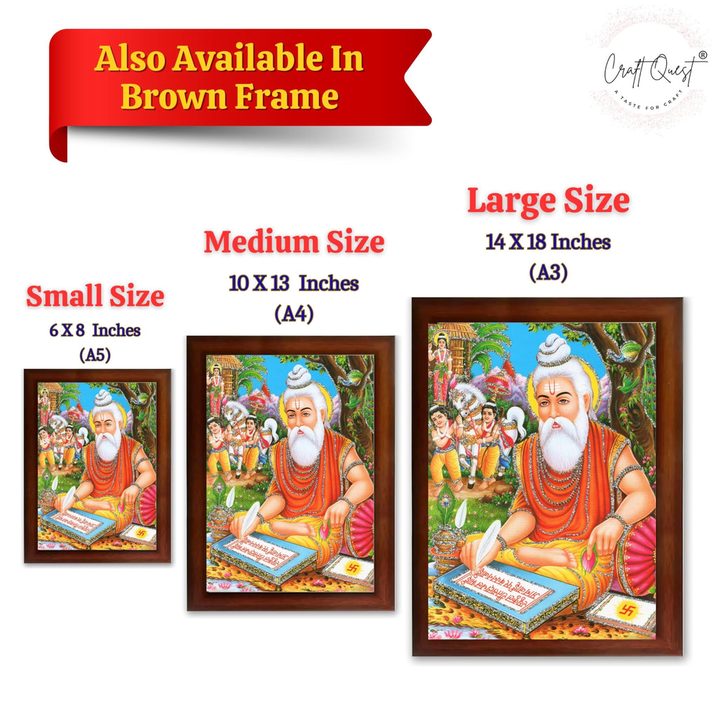 CRAFT QUEST Maharishi Valmiki Photo frame | Acrylic, Lightweight | Hindu God Spiritual Framed | Ideal for Home, Office, Temple & Puja Room, Wall Decor