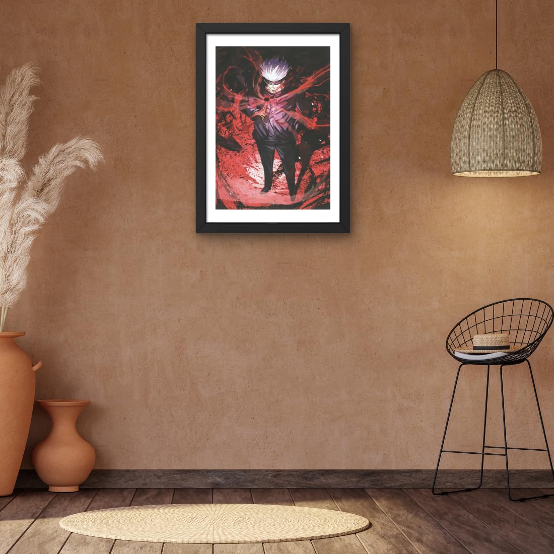 CRAFT QUEST Sukuna Ryomen Anime Laminated Posters Framed Painting with Matt Black Frame (14 Inches x 10 Inches)