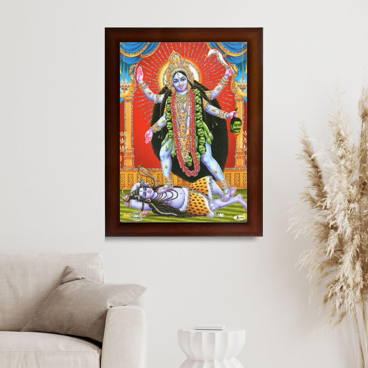 CRAFT QUEST Kali Mata photo with frame, God Religious Framed Painting With Acrylic Glass