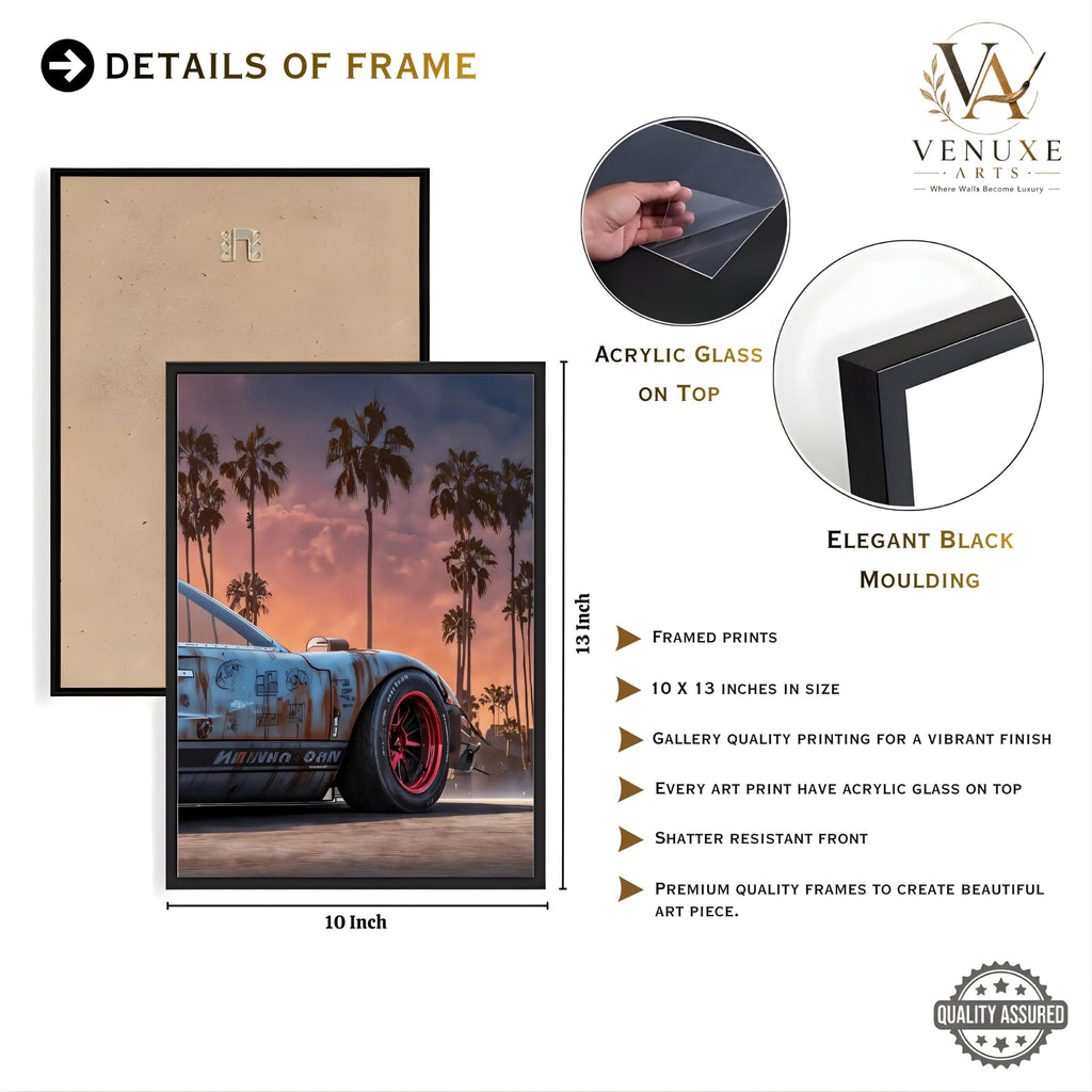 VENUXE ARTS Set Of 3 Big Sports Cars Framed Posters Gift Items for Boys Room Wall Decoration Bedroom Living Room Office Studio Décor | Car Poster Frame for Wall Décor