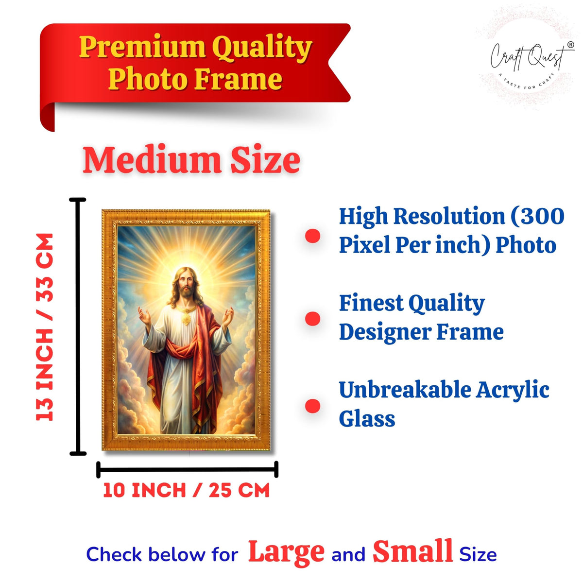 CRAFT QUEST Jesus Christ Christmas Wall Artwork Photo Frame Wall Hanging Décor and Gift Item