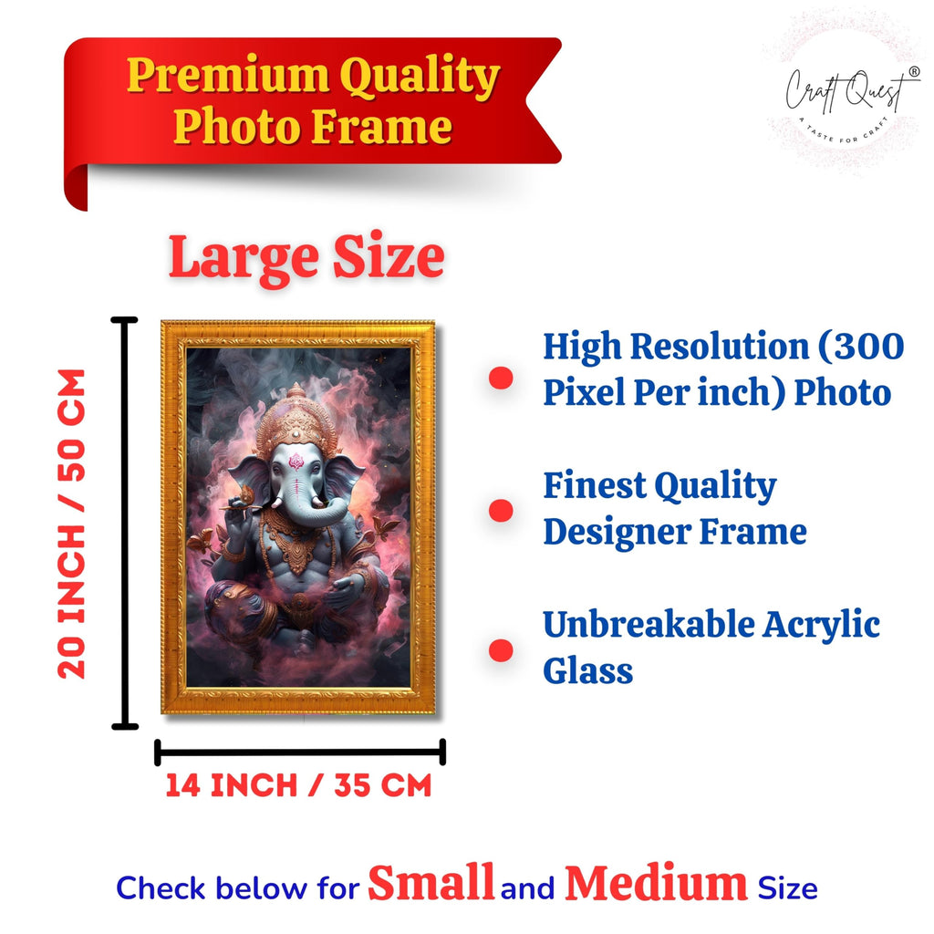 CRAFT QUEST God Ganesh Ganpati ji Hanging Wall Painting Framed For Home Décor