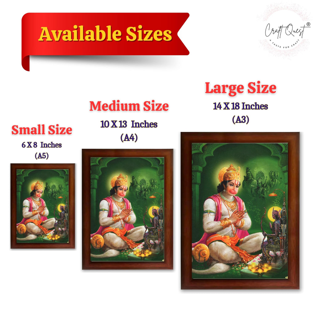 CRAFT QUEST Hanuman JI | Bajrangbali Religious Photo frame home decorative
