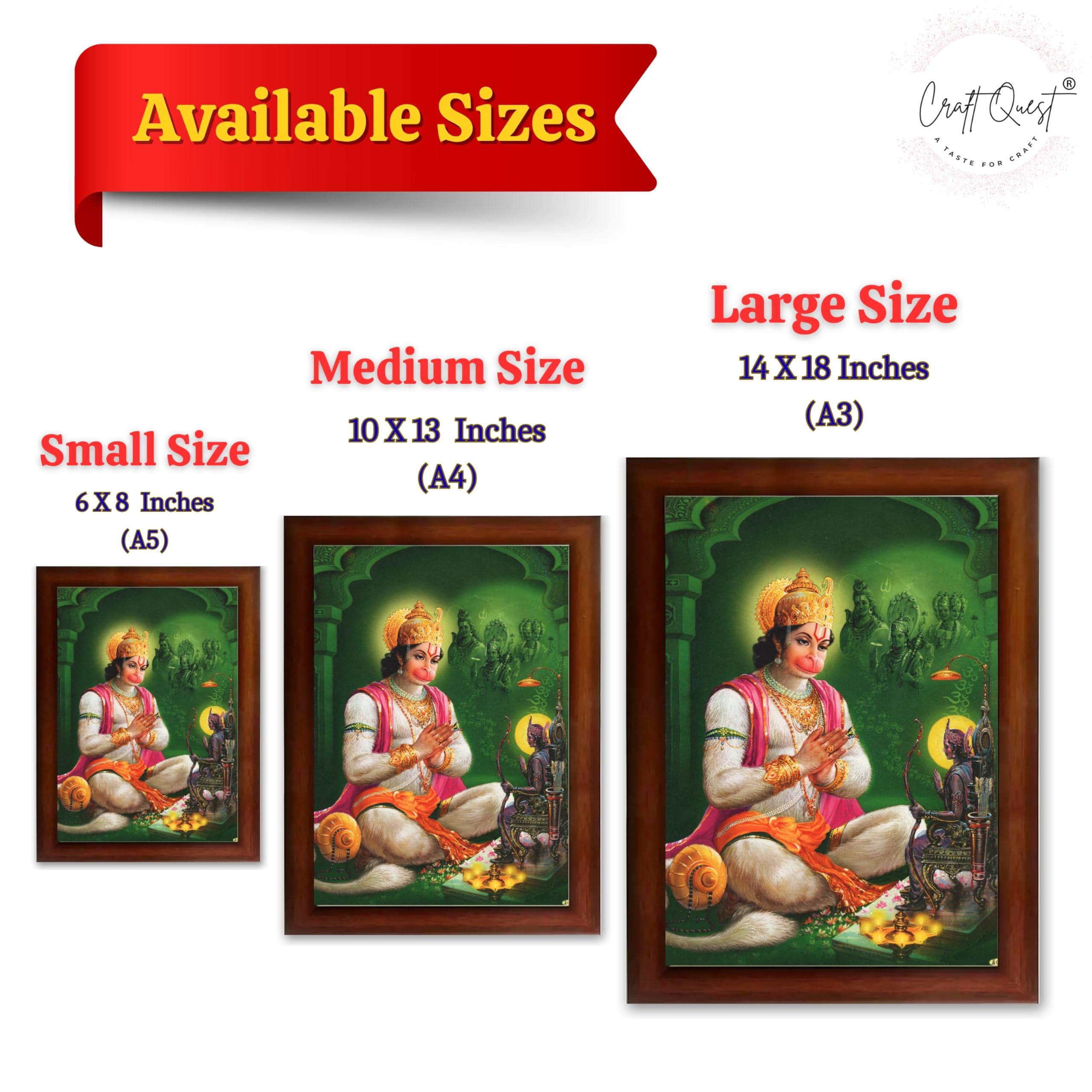 CRAFT QUEST Hanuman JI | Bajrangbali Religious Photo frame home decorative