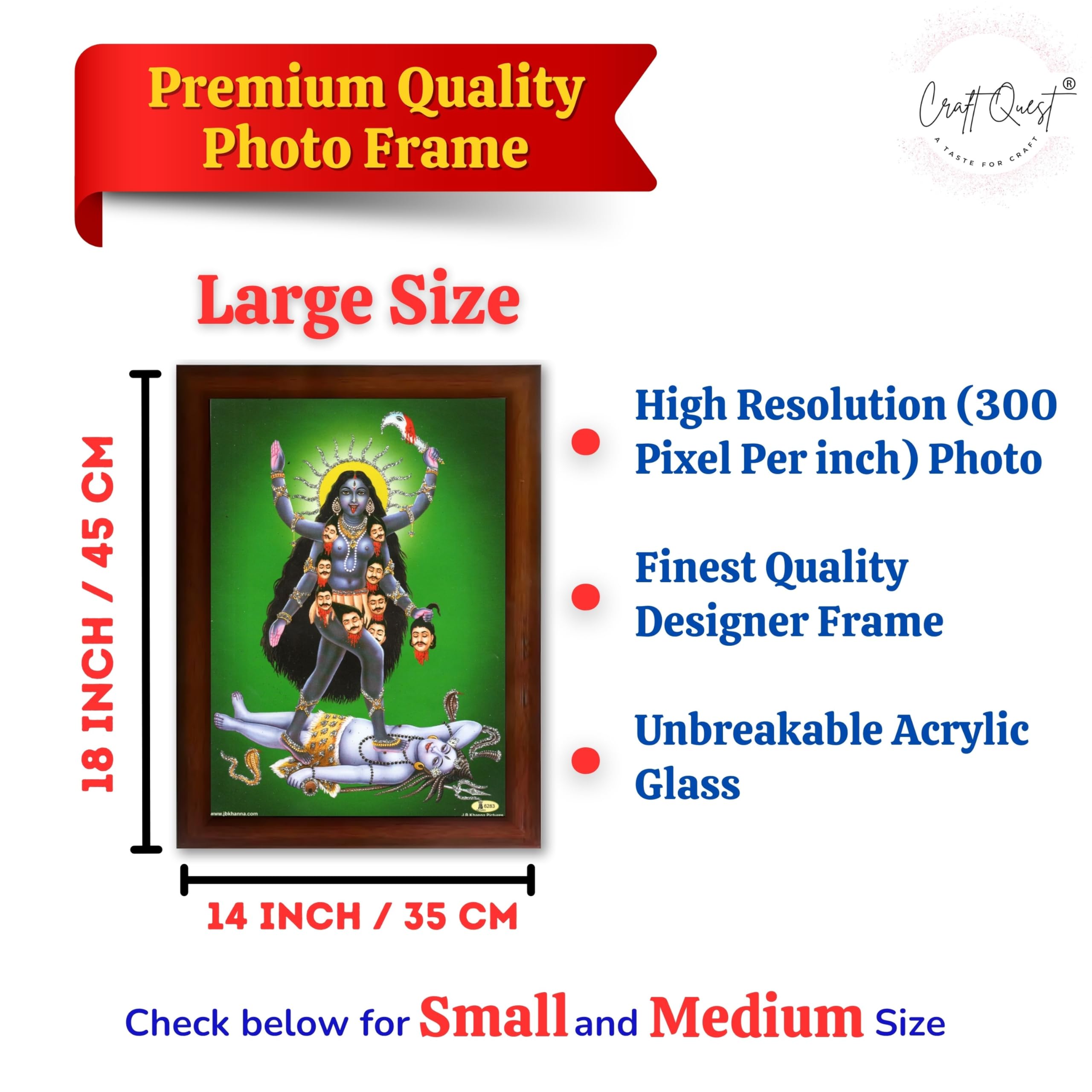 CRAFT QUEST Mahakali Kali Mata Ji Shiv Shiva Wall Painting Framed Home Decor