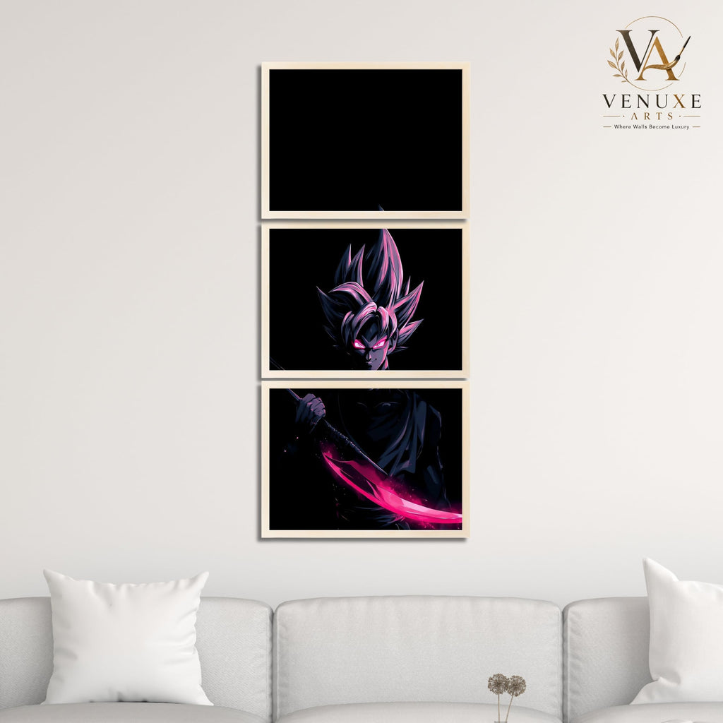 VENUXE ARTS Set Of 3 Anime Characters Wall Framed |Anime Characters Framed Poster for Living Room Bedroom Gaming Room Studio Wall Decor