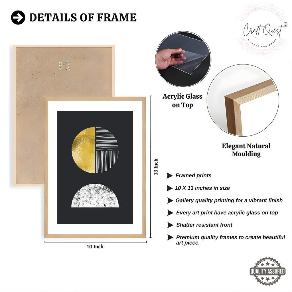 CRAFT QUEST Modern Minimalist Mid Century Abstract Wall Art | Set of 3 Frames for Home Decoration | Ideal for Living Room, Bedroom & Offices
