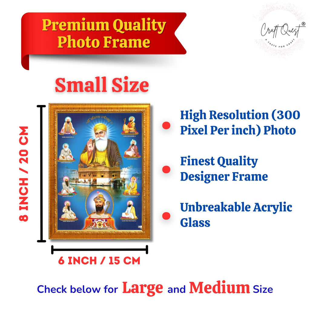 CRAFT QUEST Gurunanak Dev Ji Photo Frame Waheguru Sikh Guru Photo for Home Decor Spiritual Wall Hanging and Living Room Decoration
