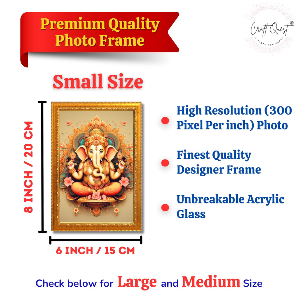 CRAFT QUEST Lord Ganesh ji Wall Hanging Frame for Living Room, Pooja Room Décor GA-216