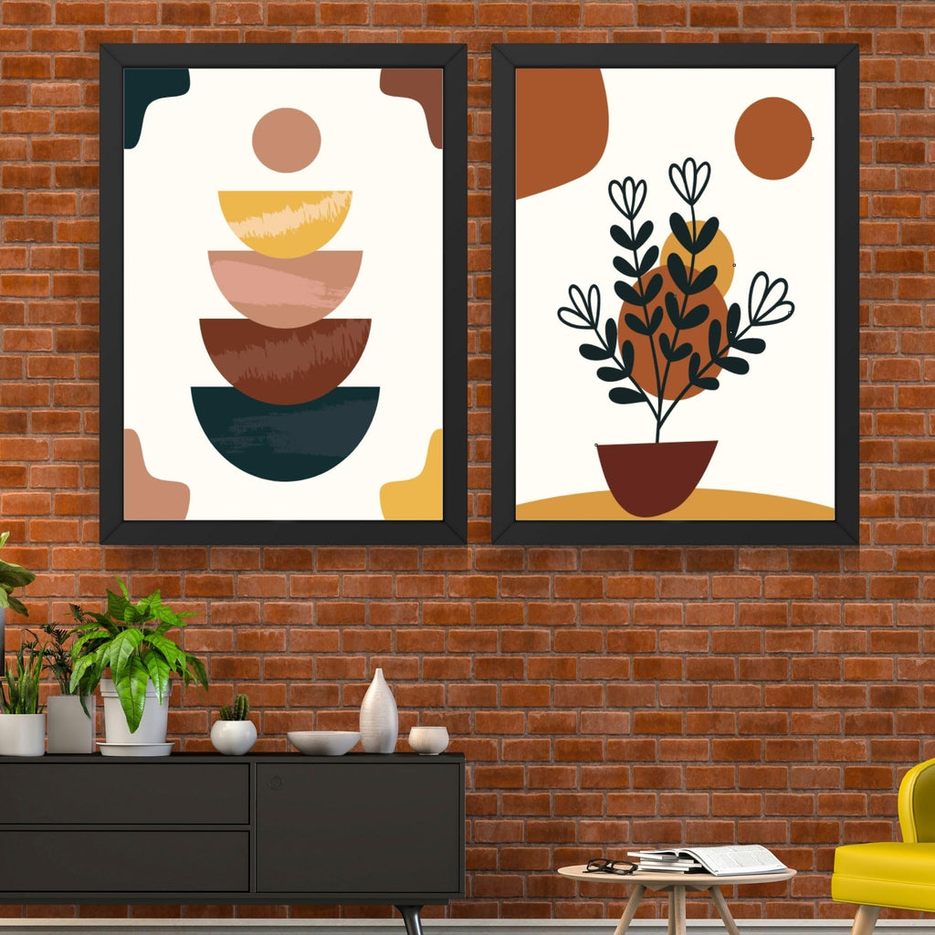 CRAFT QUEST Wall Art Decor Paintings | Set of 2 Wall Art Frames for Home Decoration | Ideal for Living Room, Bedroom & Office (Style 117)