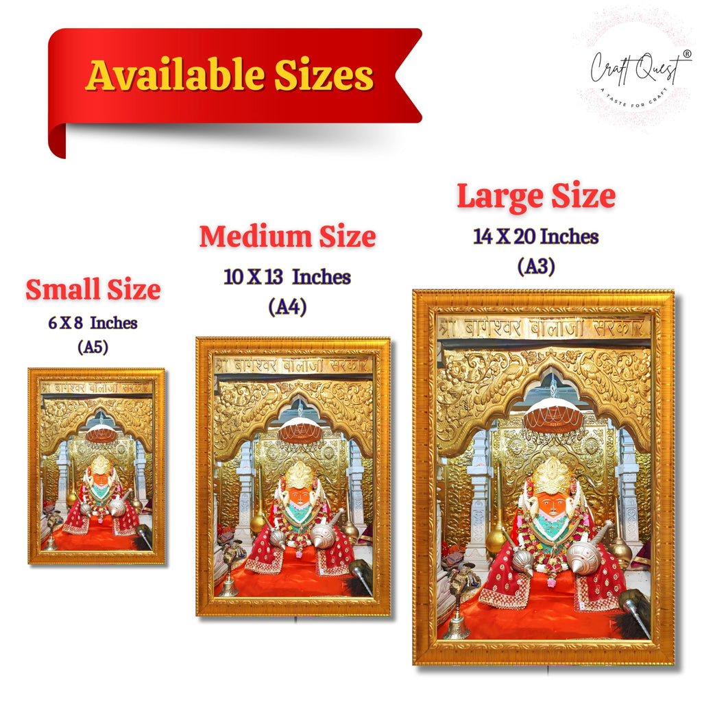 CRAFT QUEST Bageshwar Dham Balaji Photo Frame (10X13 inch, Big Size photo Religious Frame with Acrylic glass)