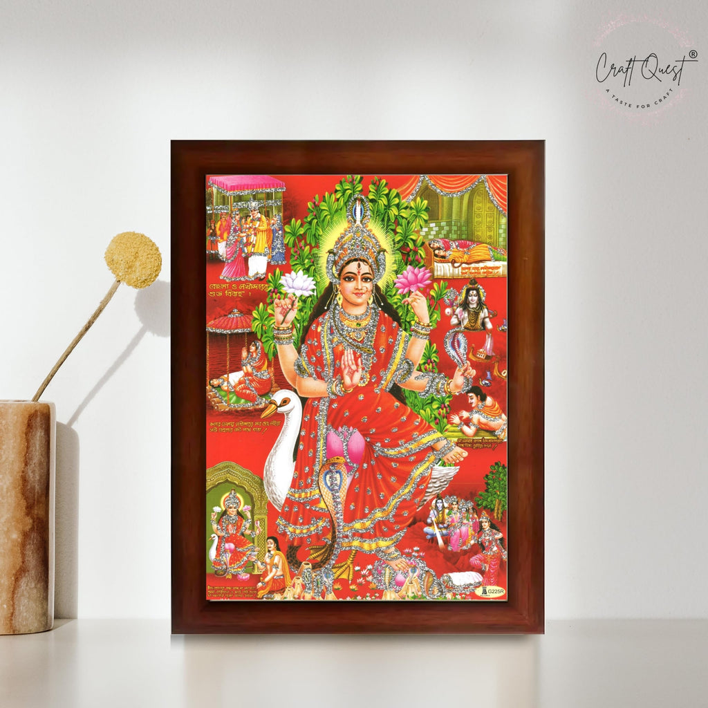 CRAFT QUEST Maa Mansa/Maa Mansani/Maa Nag Devi Photo Frame Wall Painting Framed Home Decor wooden framed