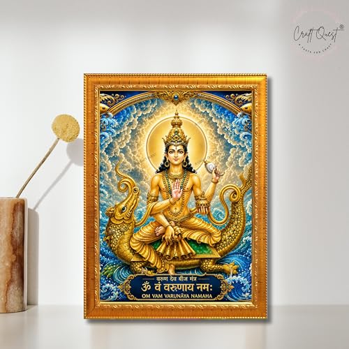 CRAFT QUEST Varun Dev photo frame for wall vastu | Jhulelal Ji Acrylic Photo Frame for Wall Decoration | Vastu Positive Energy Wall Art for Home, Office & Temple