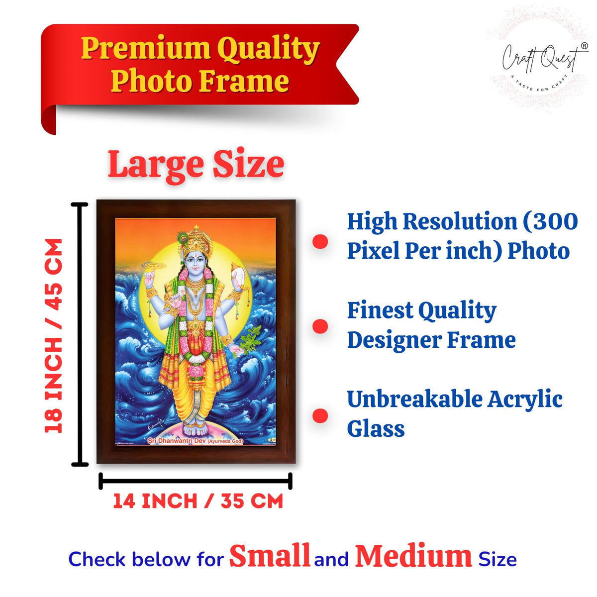 CRAFT QUEST Dhanvantari/Dhanvantri God of Health and Ayurveda Photo Frame