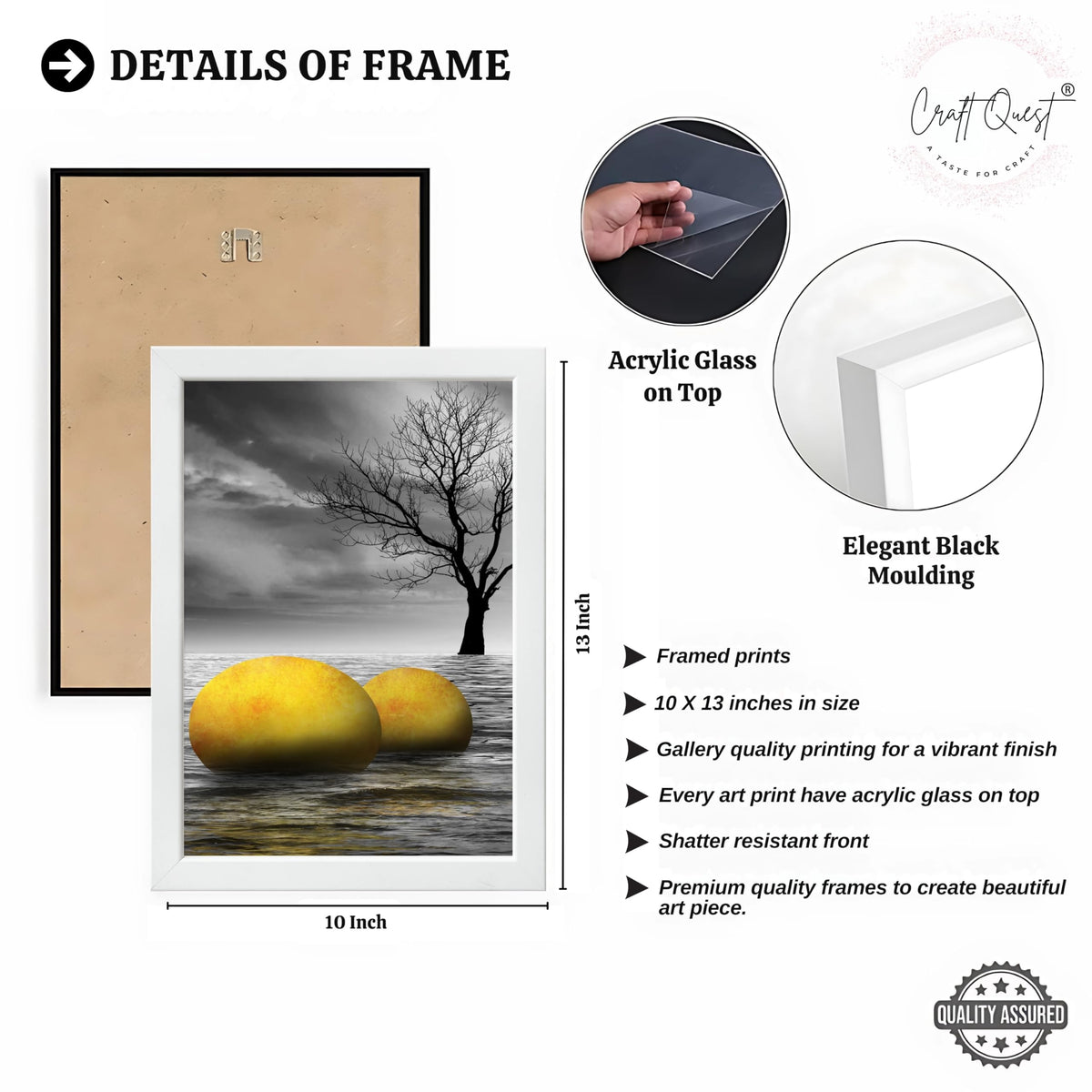 CRAFT QUEST Modern Abstract Golden Stone Art | Set of 3 Frames for Home Decoration | Ideal for Living Room, Bedroom & Offices