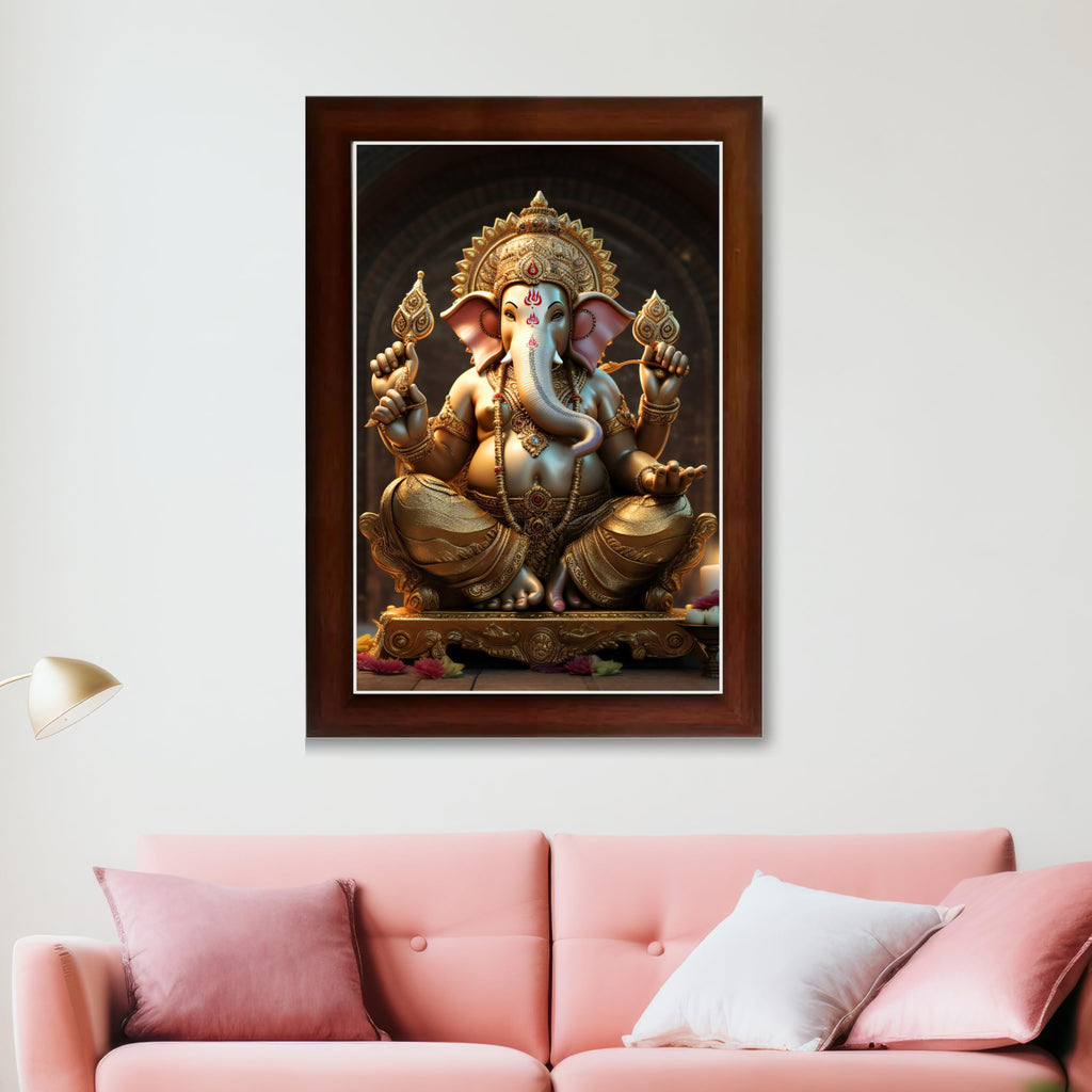 CRAFT QUEST Lord Ganpati Ganapathi Hanging Wall Painting Framed Home Decor GA-258
