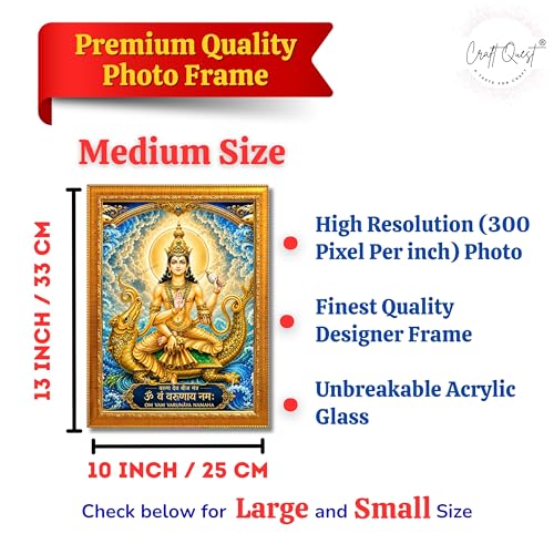 CRAFT QUEST Varun Dev photo frame for wall vastu | Jhulelal Ji Acrylic Photo Frame for Wall Decoration | Vastu Positive Energy Wall Art for Home, Office & Temple