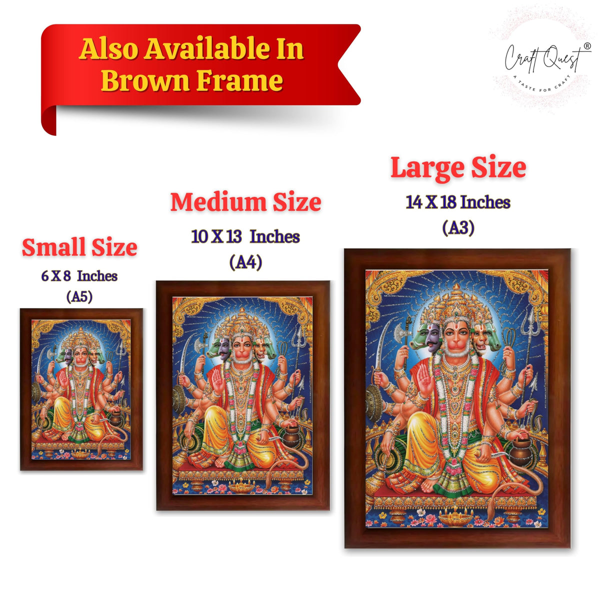 CRAFT QUEST Panchmukhi Hanuman JI | Bajrangbali Religious Photo frame