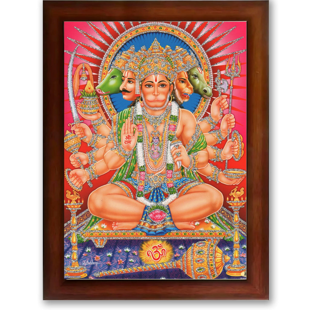CRAFT QUEST Panchmukhi Hanuman JI | Bajrangbali Religious Photo frame home Decorative item