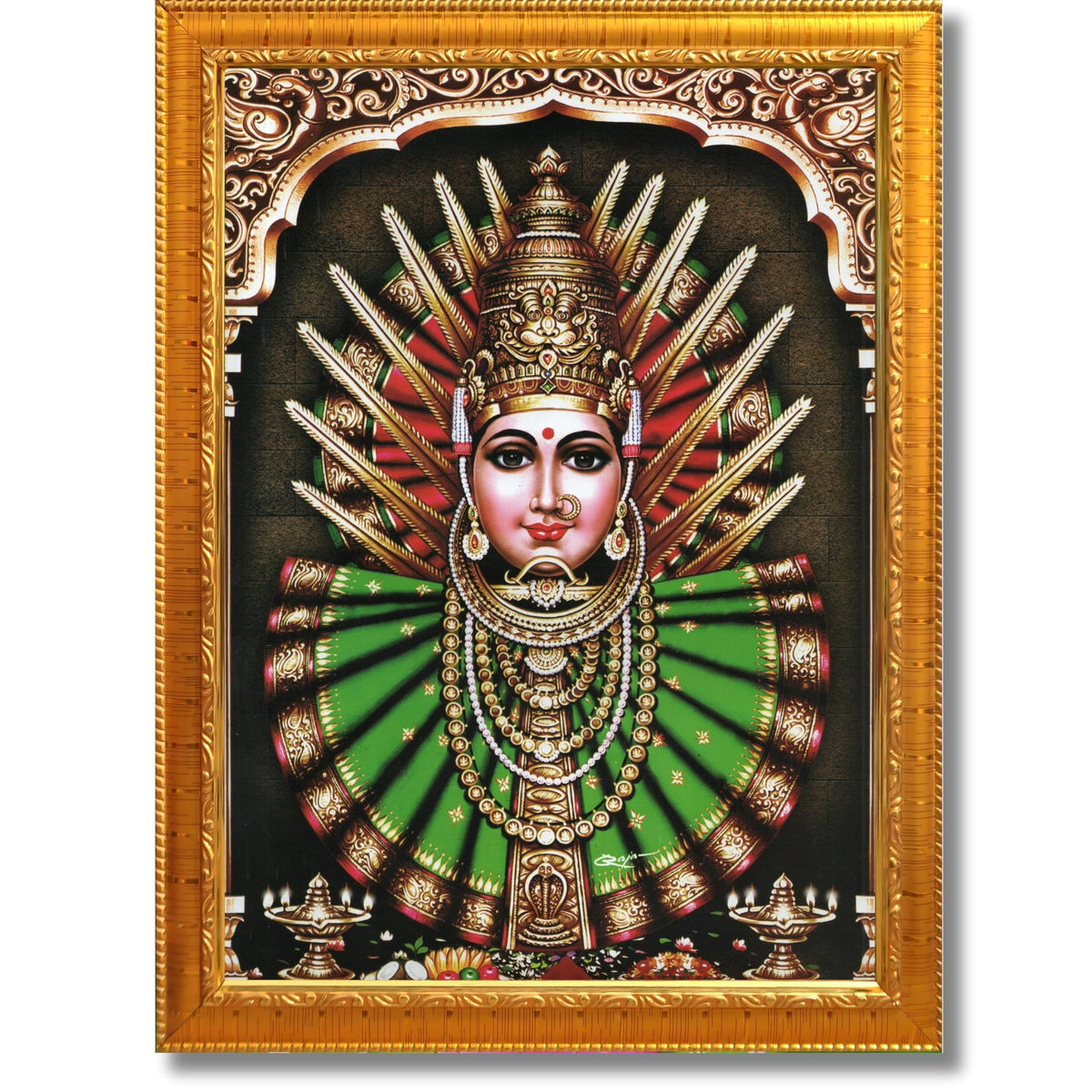 CRAFT QUEST Renuka Devi Yellamma Mata Ellamma Thalli Wall Photo Frame | South God Picture Frame for Home, Office, Temple & Gifting, Decor