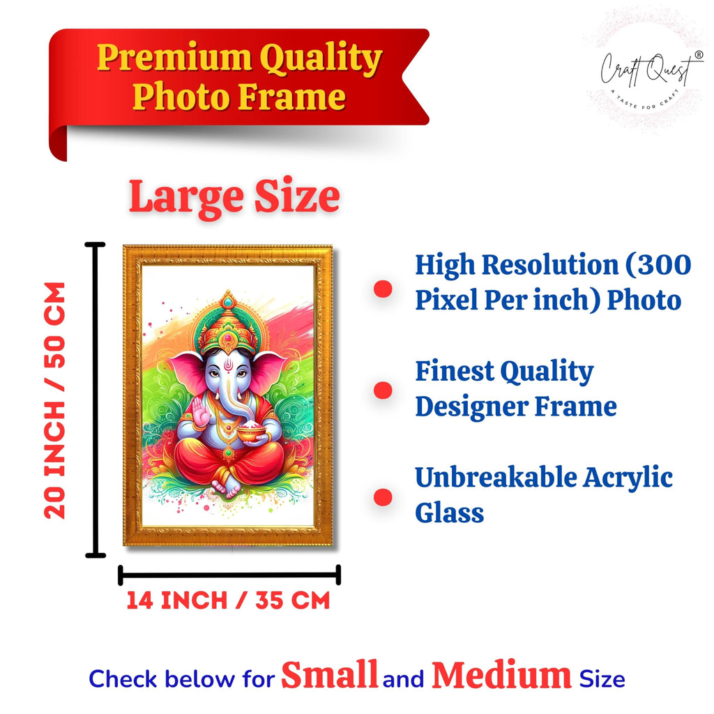 CRAFT QUEST Lord Ganesh ji Art Framed Wall Painting With Frame For Home and,Office Décor Items