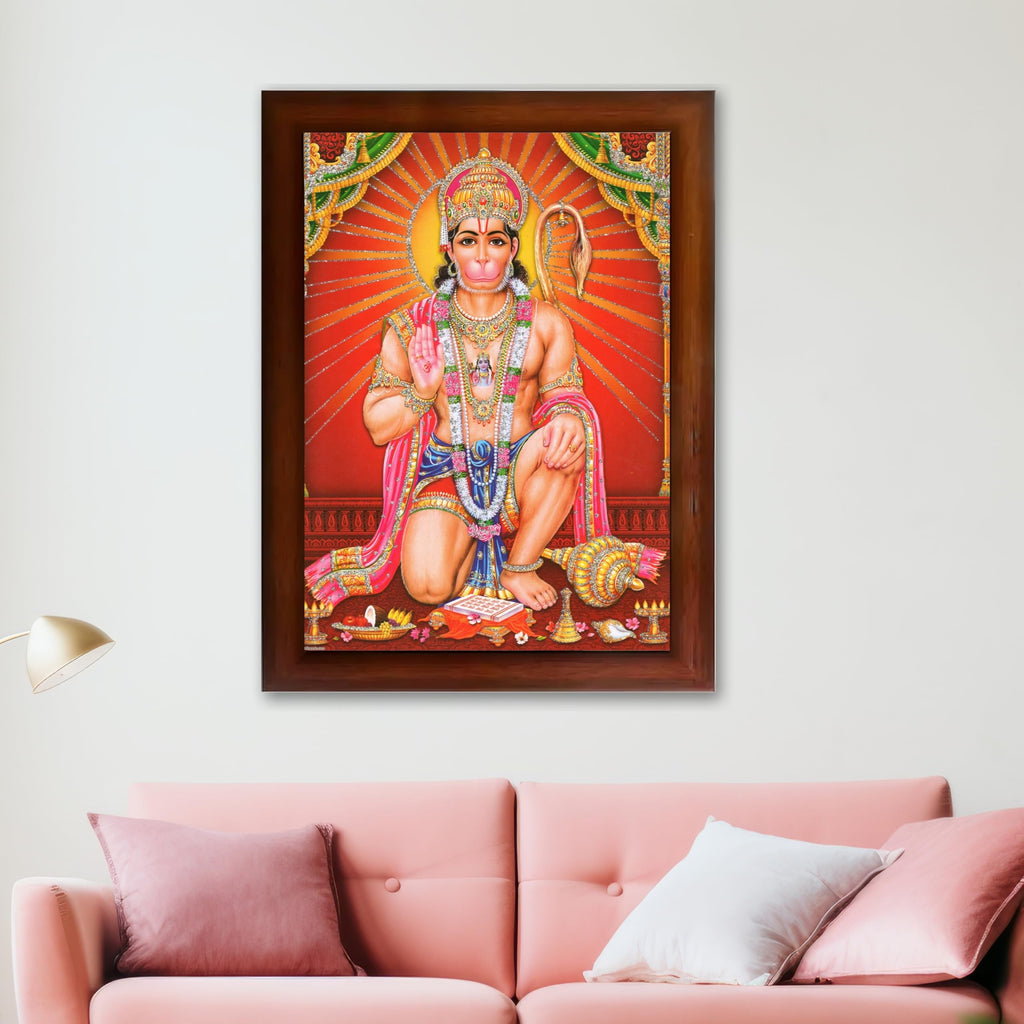 CRAFT QUEST Hanuman JI | Bajrangbali Religious Photo frame Home Decorative Item Synthetic frame