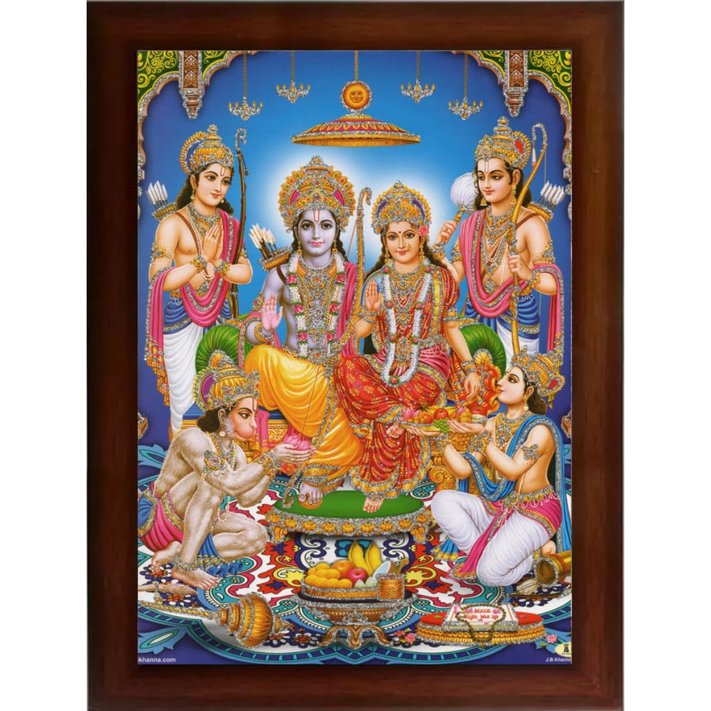 Craft Quest Shree Ram Darbar Sparkle Coated Framed with Acrylic glass Home Decorative Gift Item Painting (14 X 10 Inch, Multicolour, Religious)