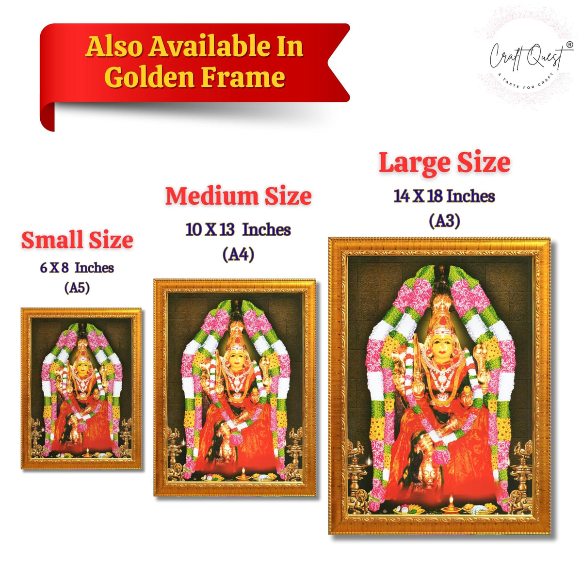 CRAFT QUEST Angala Parameswari Amman Angalamman Photo Frame For Walls, Room, Pooja,Home,Temple Décor Framed