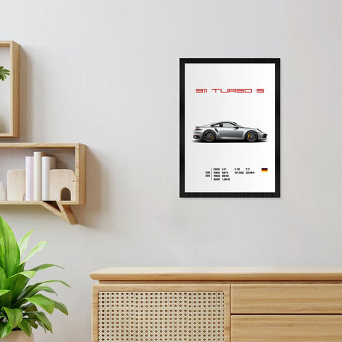 CodersParadise - Porche 911 Turbo S Wall Poster Frame | Aesthetic A4 Car Poster Frame for Home, Living Room, Bedroom, Office & Gaming Room Decor | Hanging Sports Car Wall Art