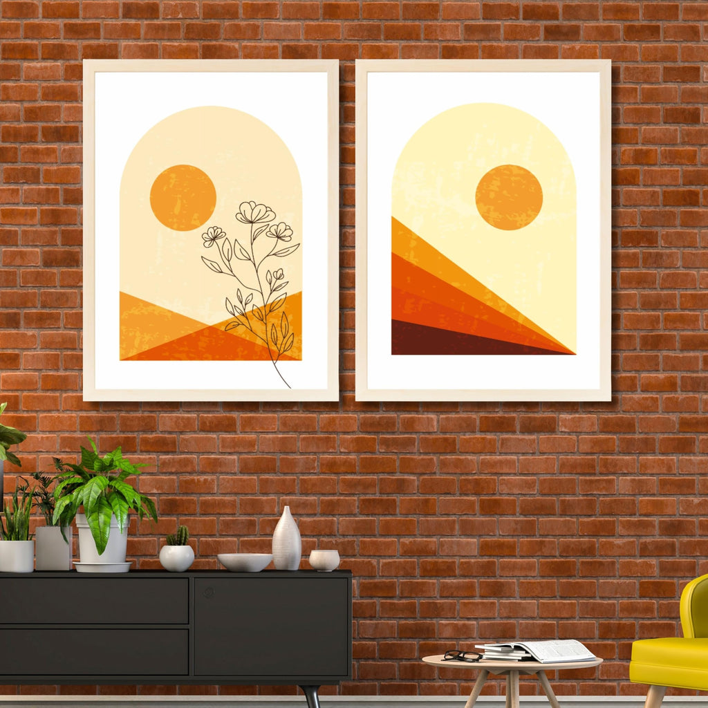 CRAFT QUEST Wall Art Decor Paintings | Set of 2 Floral Wall Art Frames for Home Decoration | Perfect for Living Room, Bedroom & Office