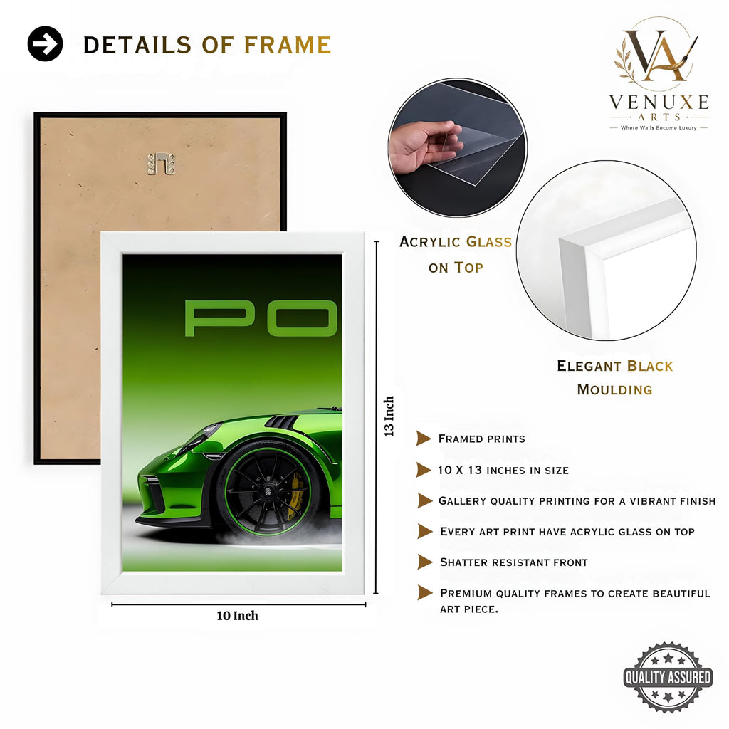 VENUXE ARTS Set Of 3 Big Sports Cars Framed Posters Gift Items for Boys Room Wall Decoration Bedroom, Living Room, Office, Studio Décor | Car Poster Frame for Wall Décor