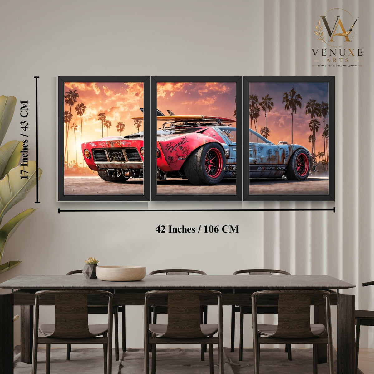 VENUXE ARTS Set Of 3 Big Sports Cars Framed Posters Gift Items for Boys Room Wall Decoration Bedroom Living Room Office Studio Décor | Car Poster Frame for Wall Décor
