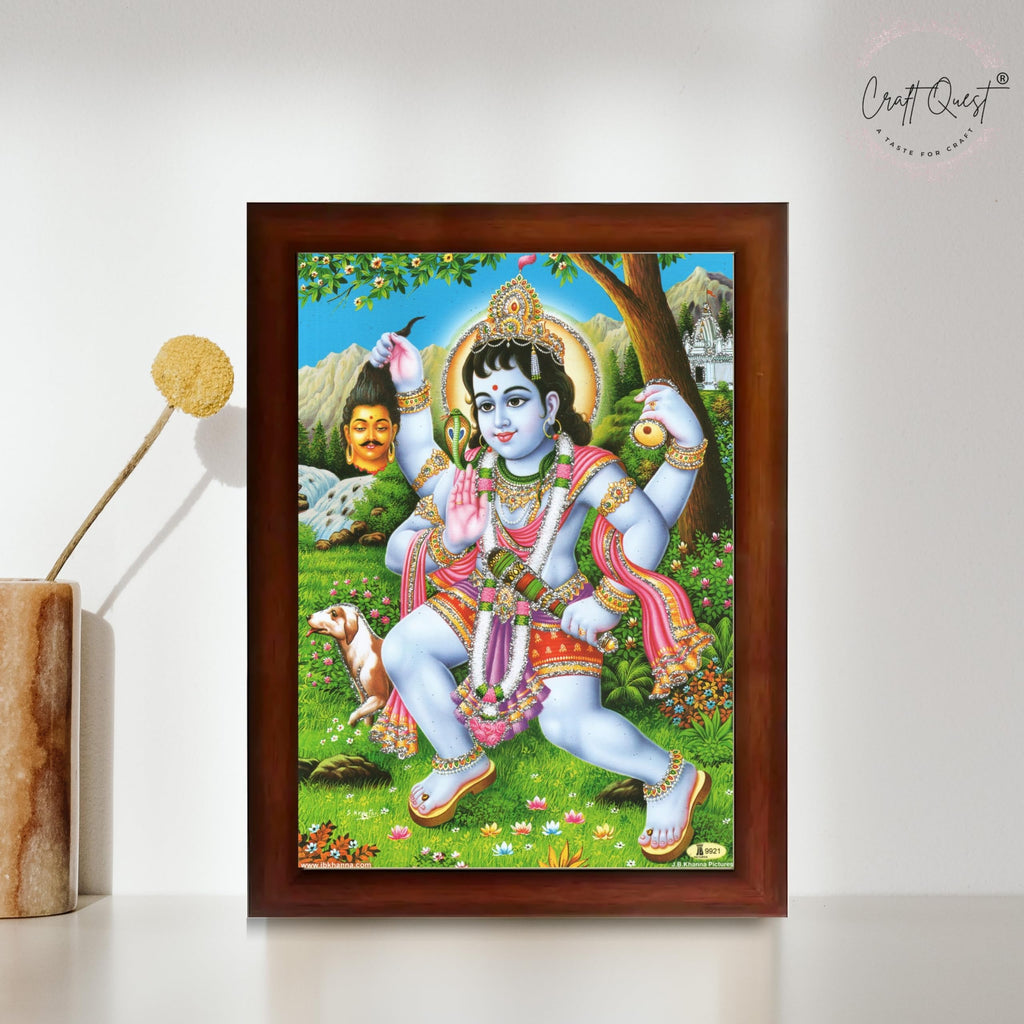 CRAFT QUEST Kaal Bhairav/Lord Bhairava/Bhairon Baba/Bhairavnath/Batuk Bhairav Religious Photo Frame & Acrylic Sheet Glass