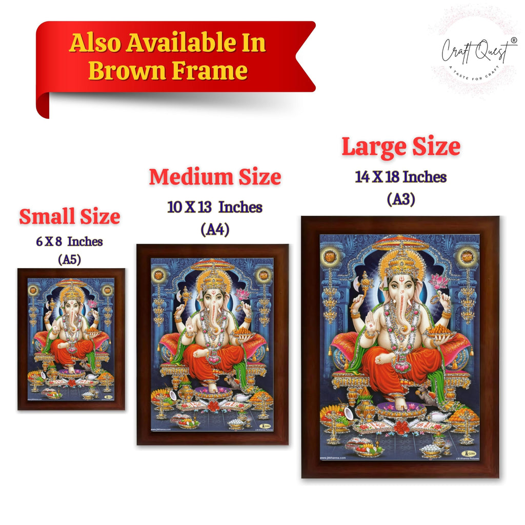CRAFT QUEST God Ganpati Ganesha Modern Wall Art Painting With Frame For Pooja, Home and Office Decor Item
