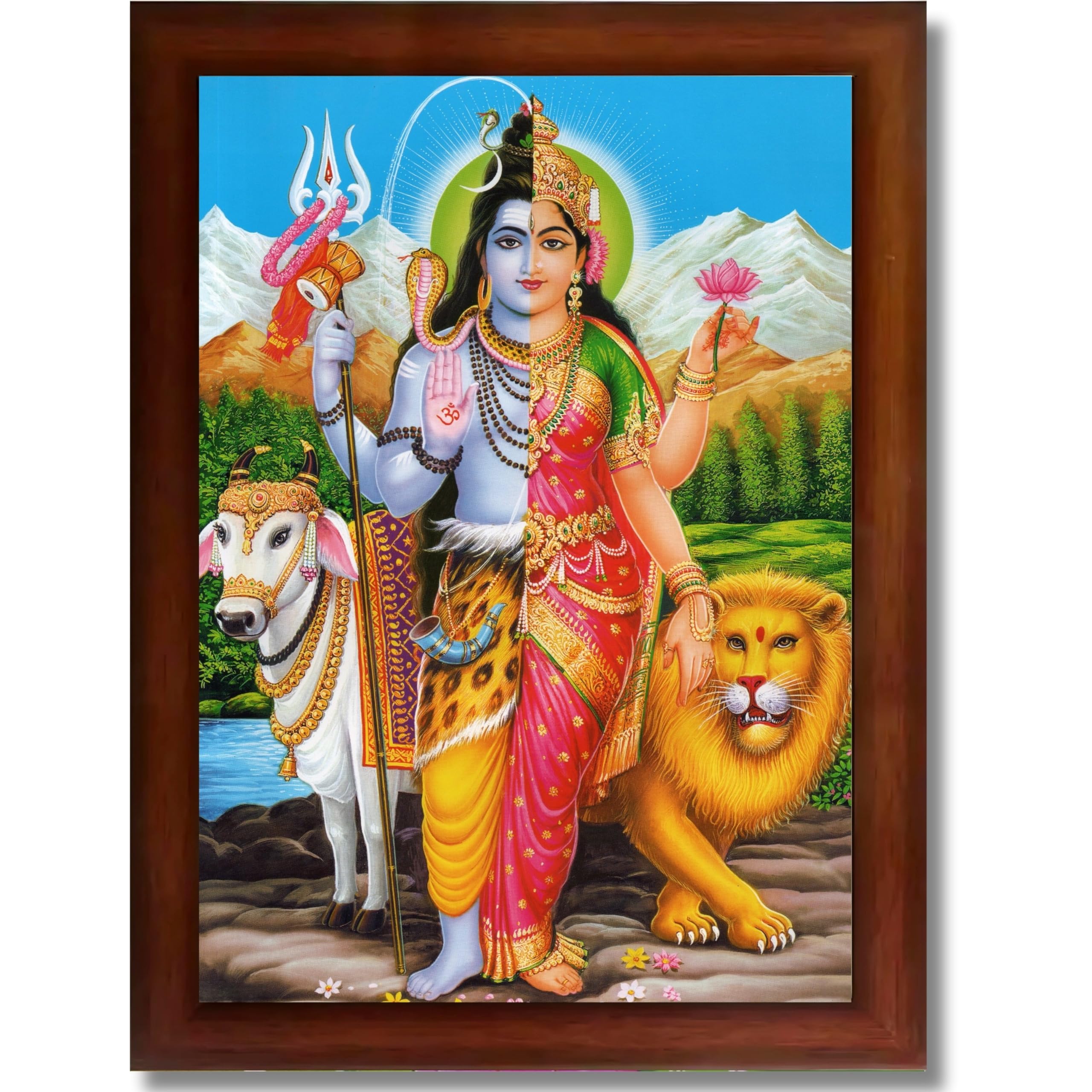 CRAFT QUEST Ardhanarishvara Arthanareeswara Shiv Parvati Photo Frame | Religious Photo Frame | Ideal for Home, Office, Temple & Puja Room, Wall Decor