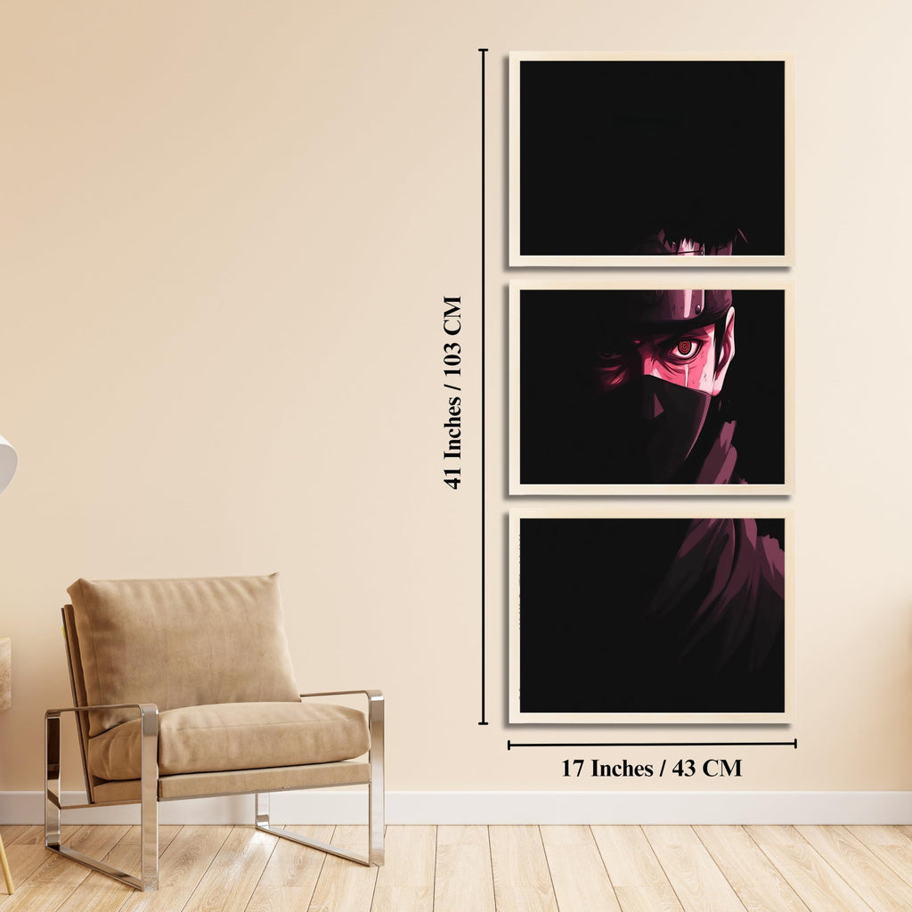 VENUXE ARTS Set Of 3 Anime Characters Wall Framed |Anime Characters Framed Poster for Living Room Bedroom Gaming Room Studio Wall Decor