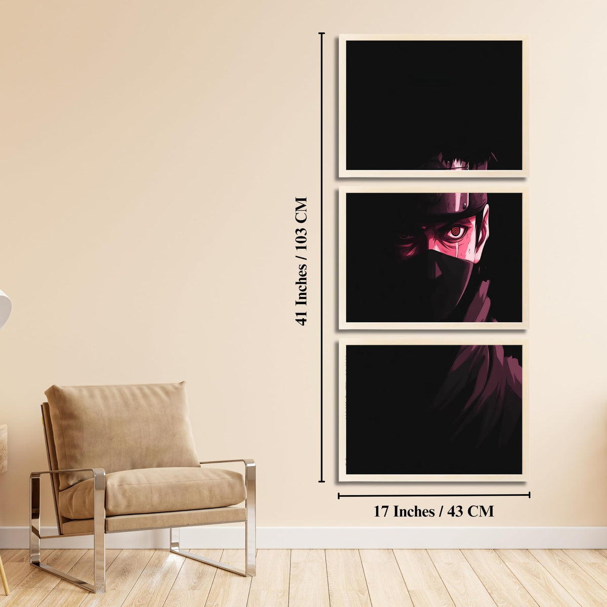VENUXE ARTS Set Of 3 Anime Characters Wall Framed |Anime Characters Framed Poster for Living Room Bedroom Gaming Room Studio Wall Decor