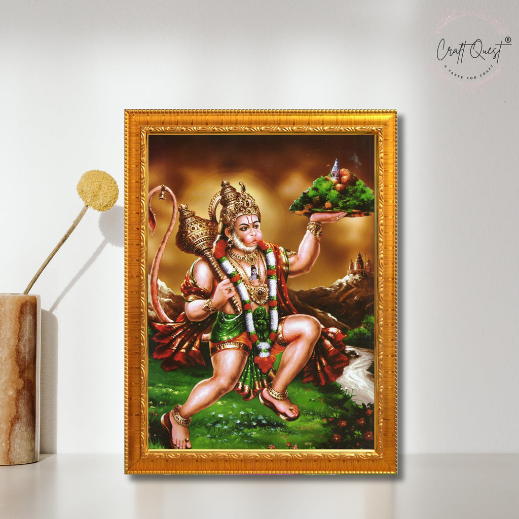 CRAFT QUEST Lord Bajrang Bali Hanuman Ji Photo Frame | Acrylic Glass, Lightweight & Waterproof | Ideal for Home, Office, Temple & Puja Room Wall Decor